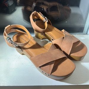 Lucky Brand Platform Heels in Tan Leather Size Women’s 9
